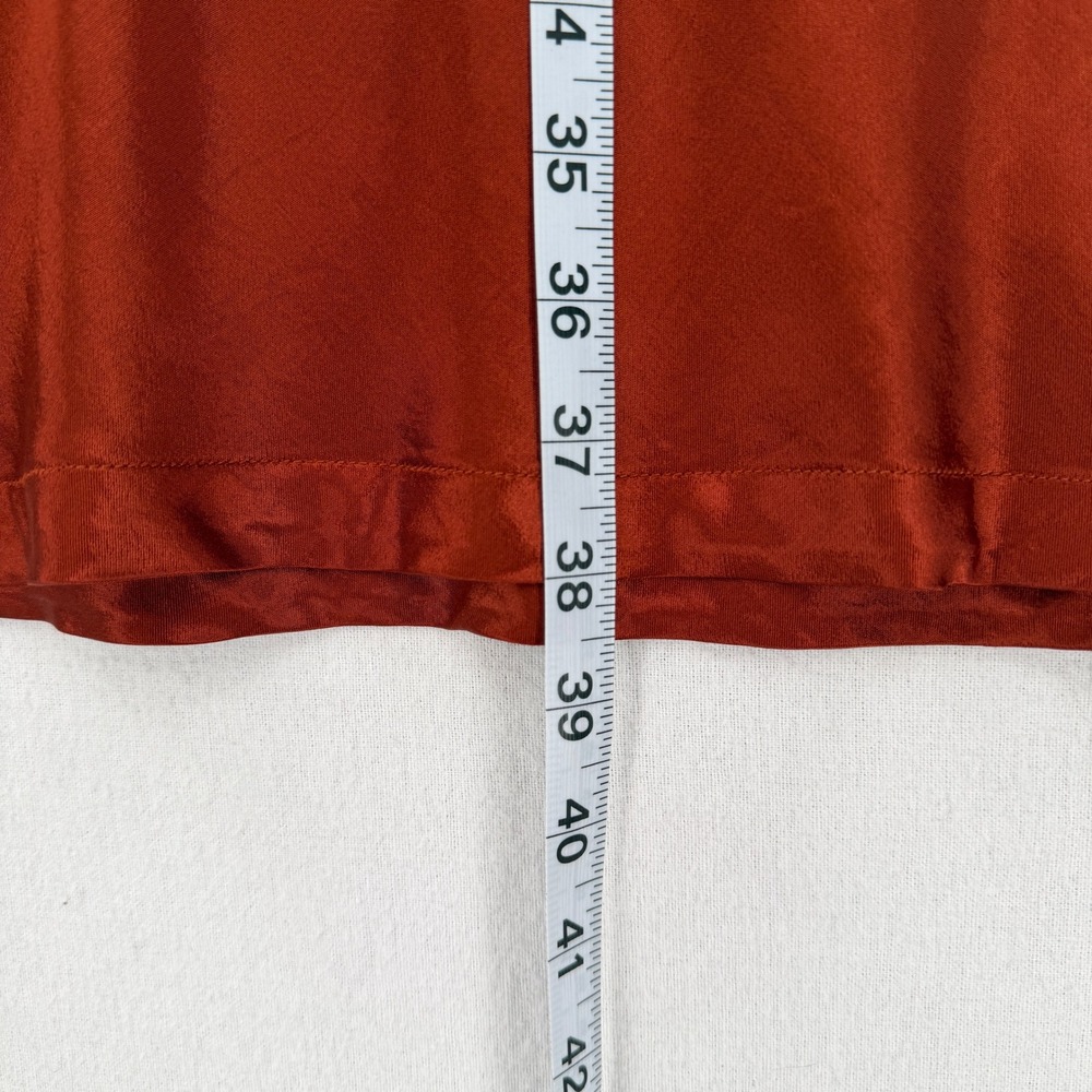 ENZA COSTA Satin Bias Slip Skirt Womens Large Umber Rust Midi Maxi Side Slit NEW - Picture 9 of 16